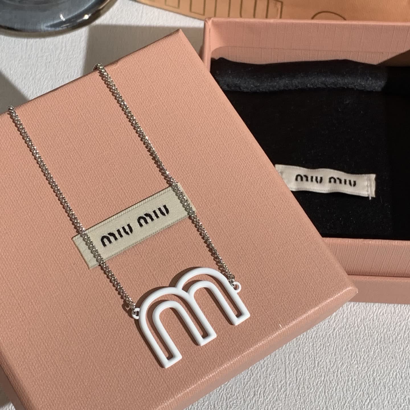 Miu Miu Logo Earrings and Necklace Set